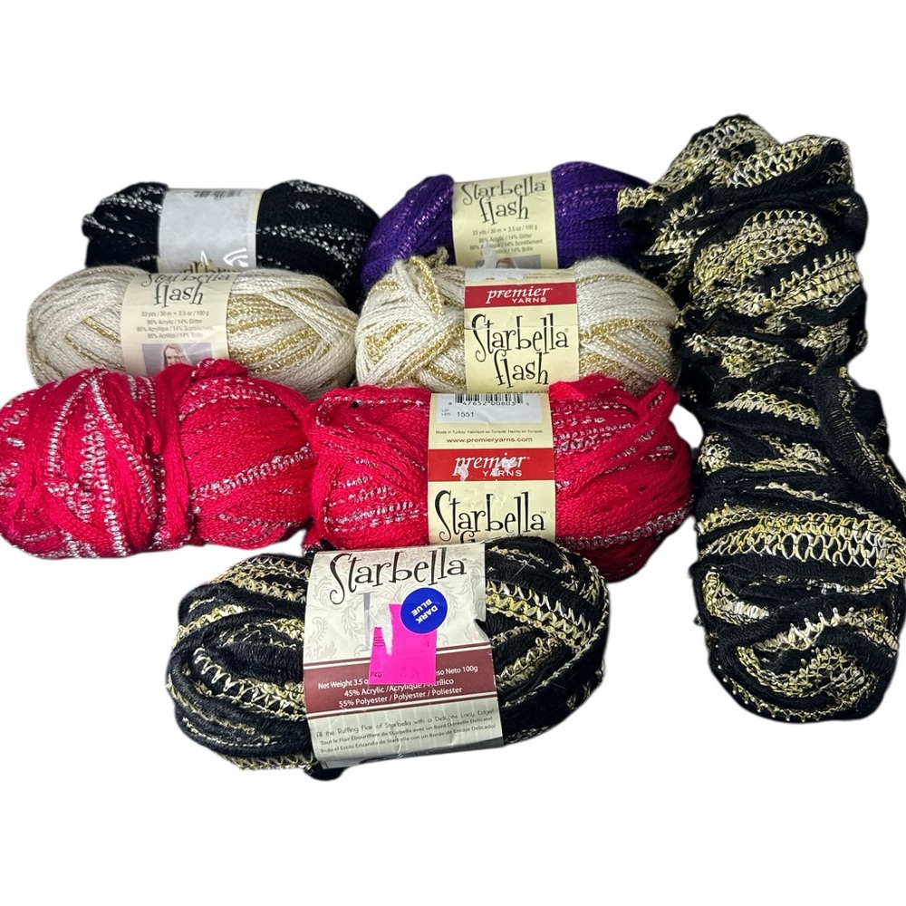 Starbella Flash Premier Yarn huge lot mixed colors